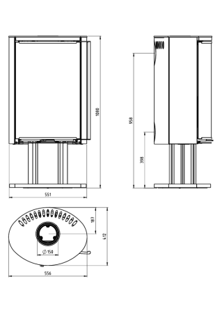 Печь-камин Ember E-16 FG Поворотная
