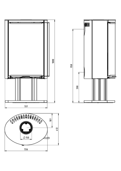 Печь-камин Ember E-16 FG Поворотная