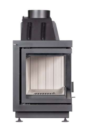 Каминная топка Экокамин АЛЬФА 700 LB два стекла левая черный/белый шамот